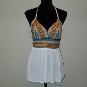 Multi-colored halter top